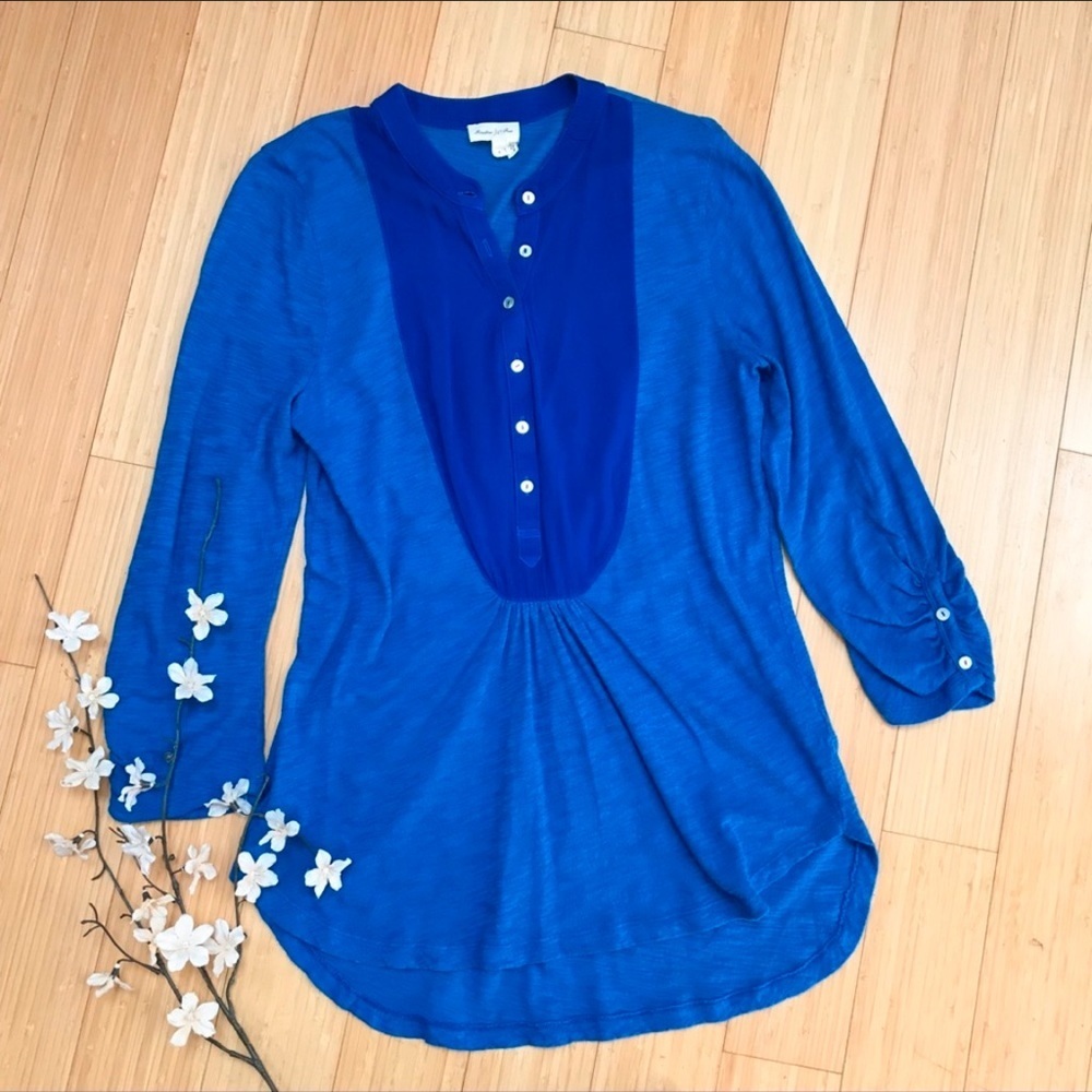 Anthropologie Meadow Rue Royal Blue Shirt, XS. - Picture 2 of 4